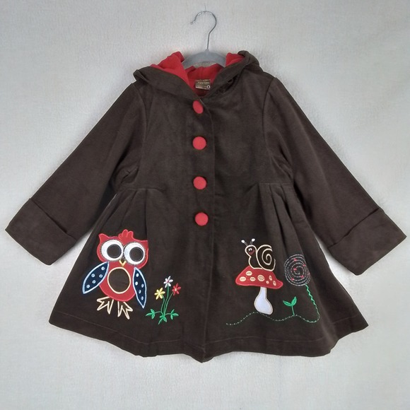 Maria Elena Size 6 Fleece Lined Corduroy Swing Coat in Brown w/ Embroidery‎ - Picture 1 of 12